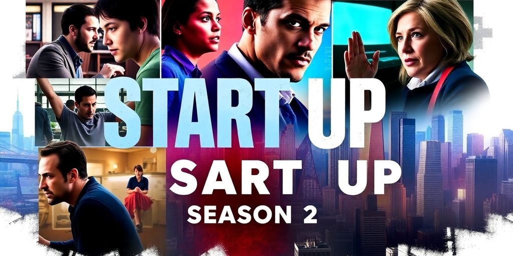Collage of Start Up Season 2 characters and tech cityscape.