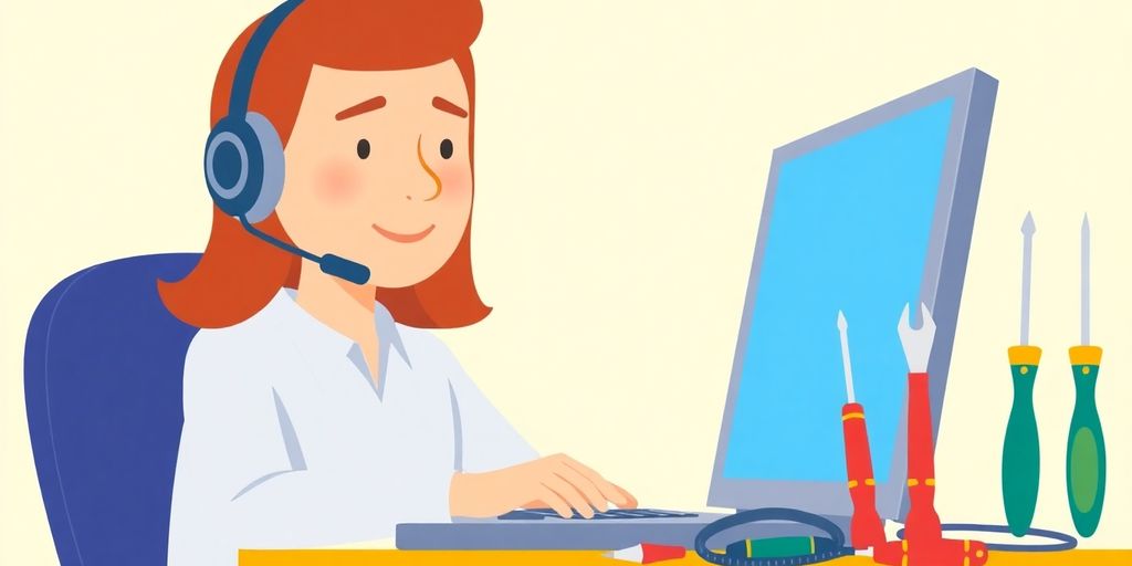 Laptop, headset, IT support tools