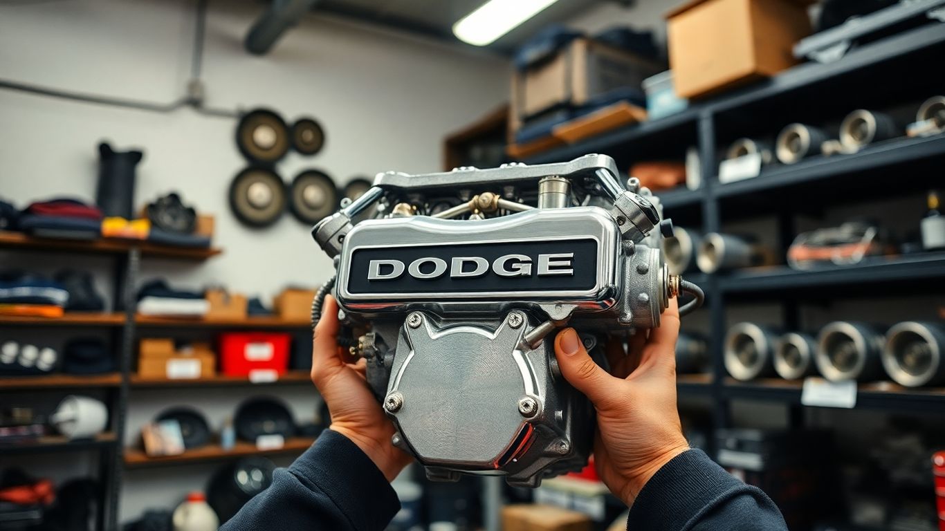 Dodge car parts in a workshop
