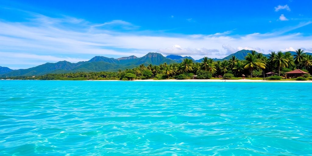 Southern Pacific Islands with lush greenery and clear waters.