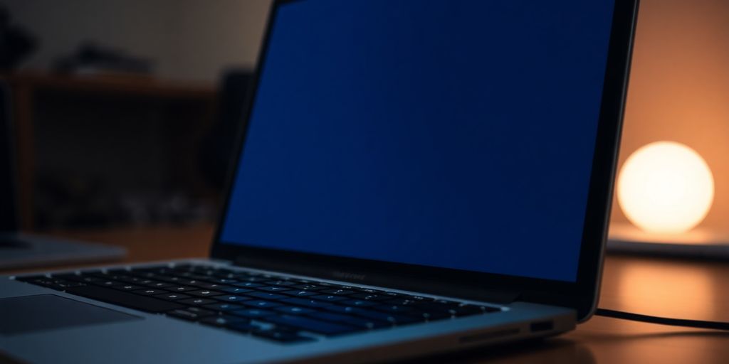 Opened laptop with bright, glowing screen