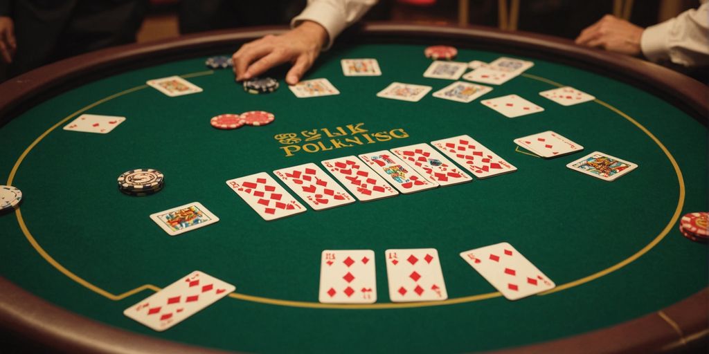 Poker table with Mahjong tiles and poker chips.