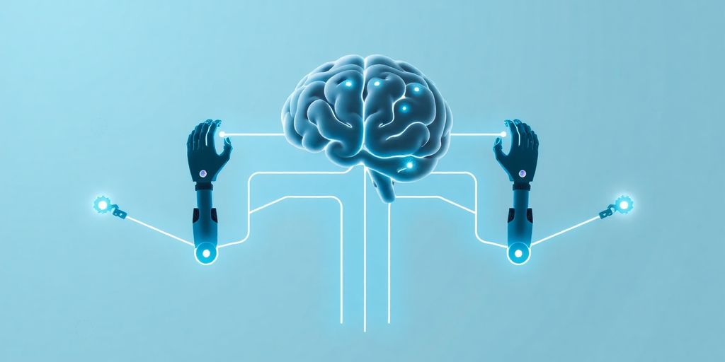 Robot arms, brain, gears.