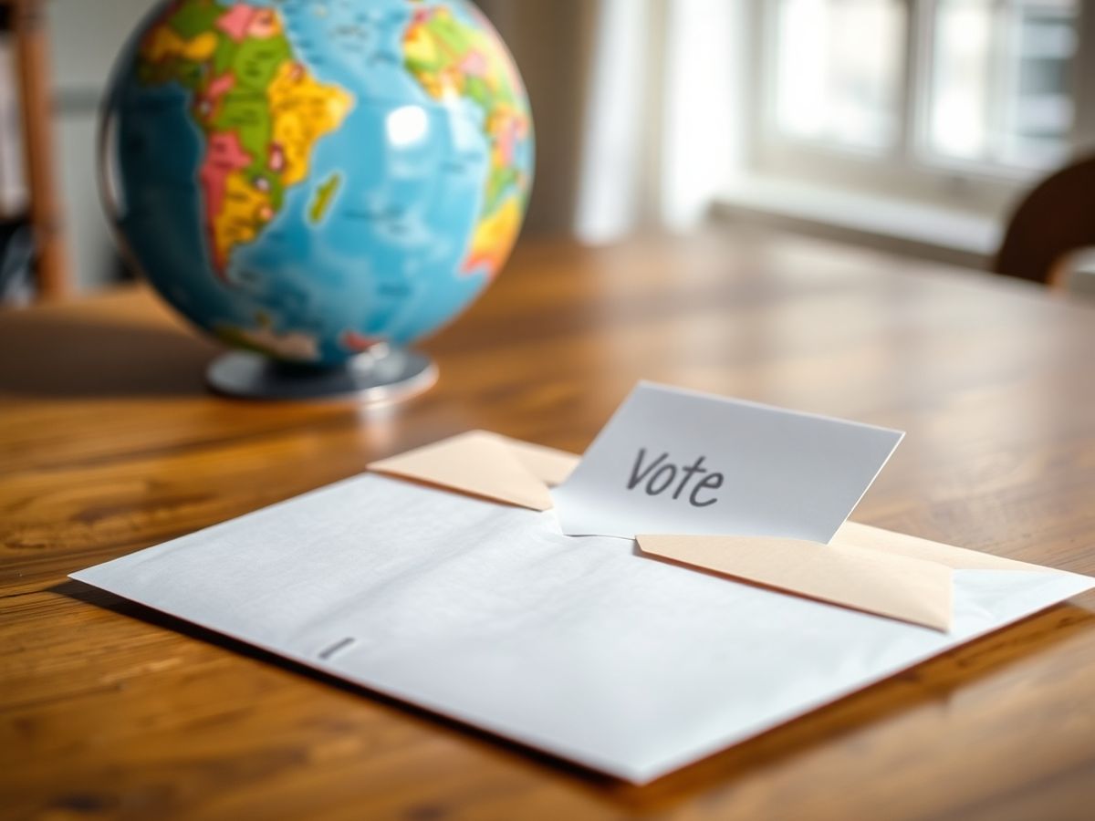 Plic poștal cu un buletin de vot în interior.