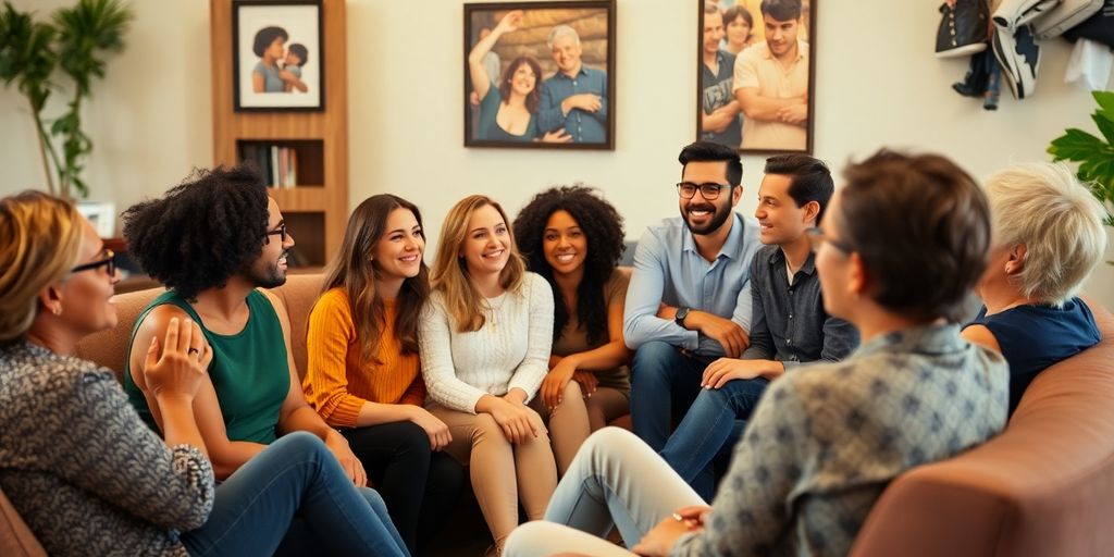 People gathered in a circle, sharing and listening.