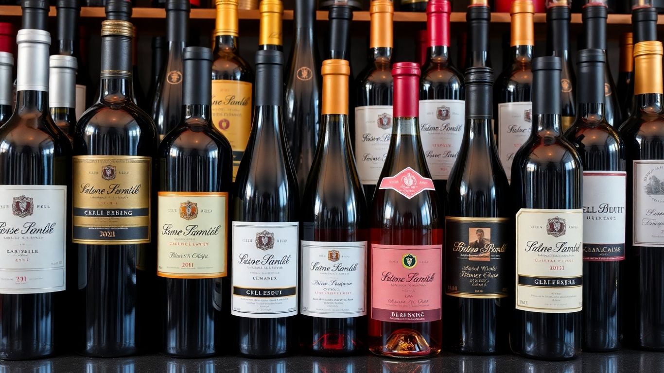 Bouteilles de vin sélectionnées pour une foire aux vins.