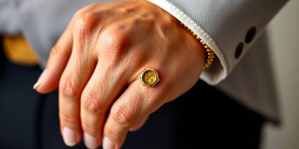 Hombre que lleva joyas de oro de moda