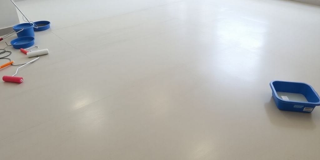 Prepared concrete floor ready for epoxy installation.