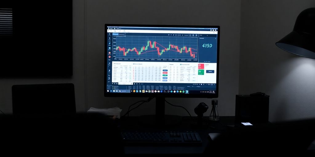 Modern trading setup with computer and trading tools.