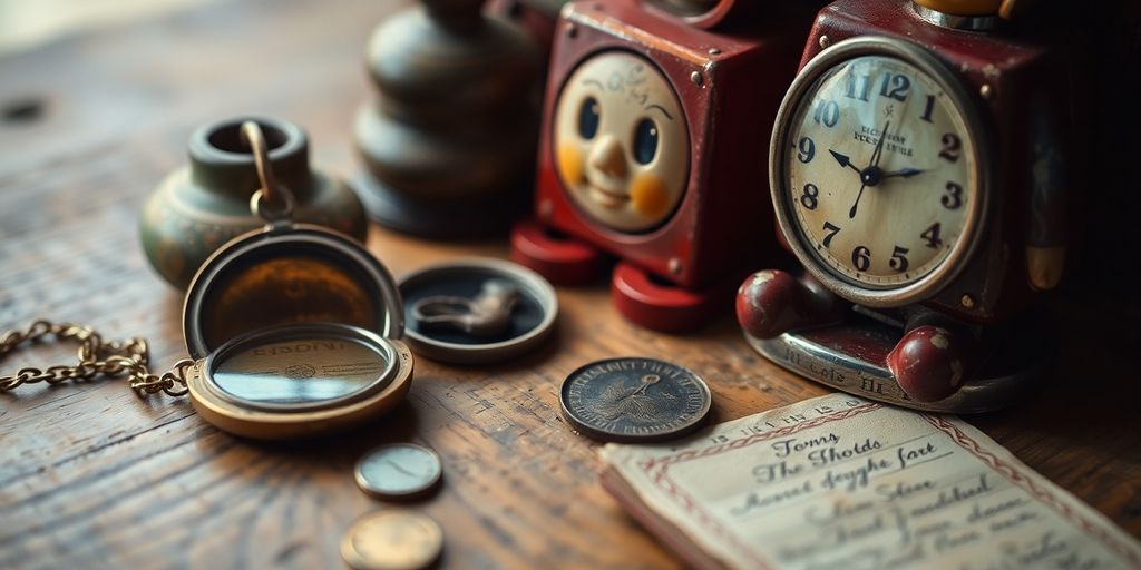 Objet de valeur sentimentale sur une table en bois.