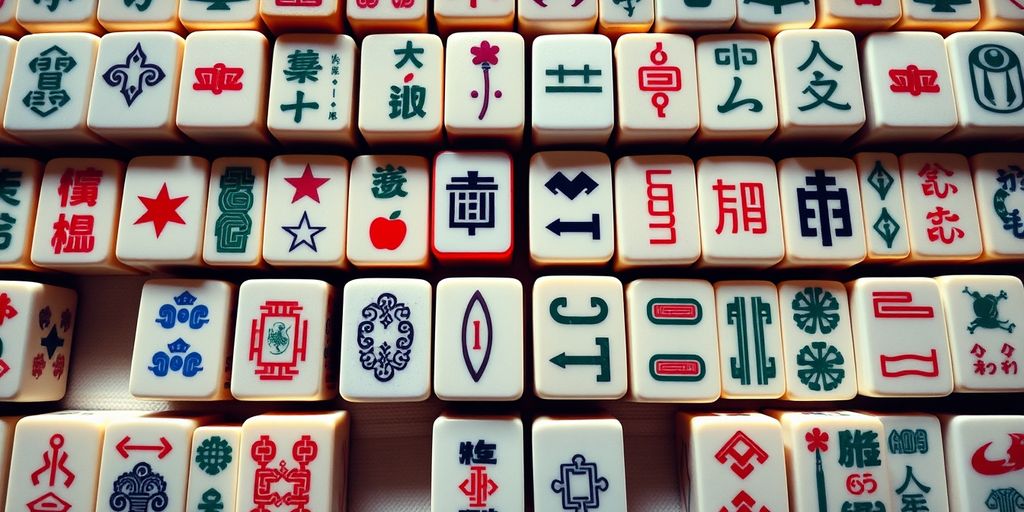 Mahjong tiles arranged in rows