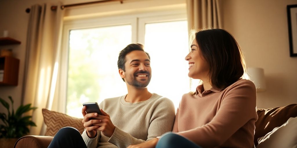 Couple relaxing together after a workday.