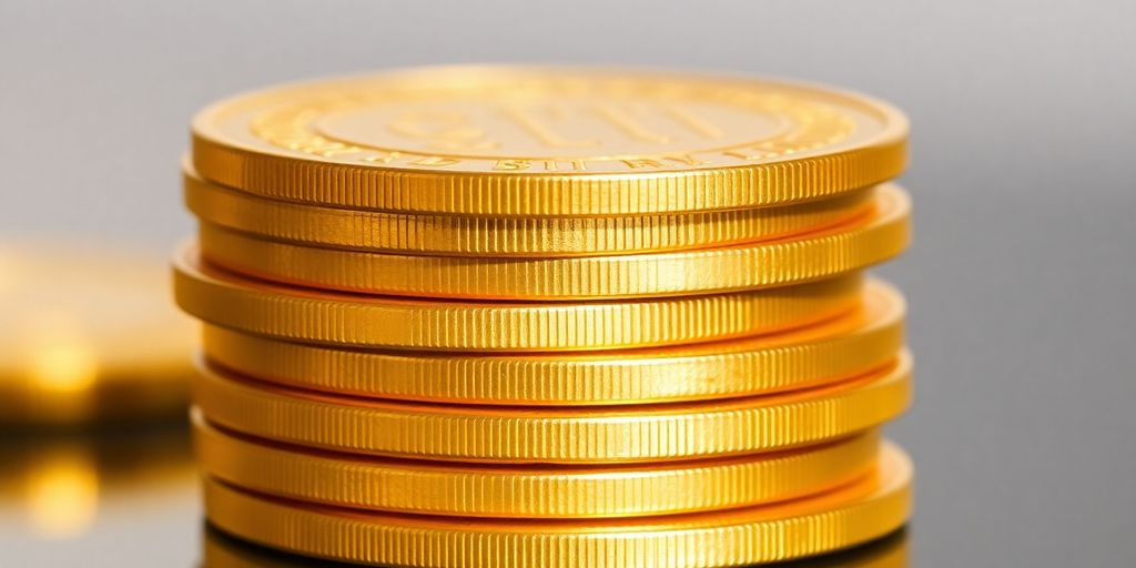 Pièces d'or empilées