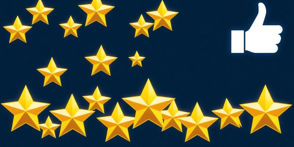 Étoiles dorées et pouce levé pour avis positif
