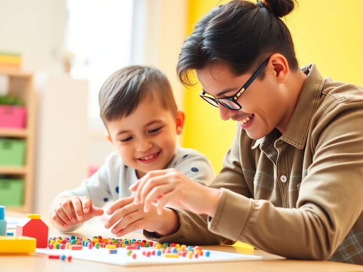 Părinte și copil învățând împreună despre responsabilitate.