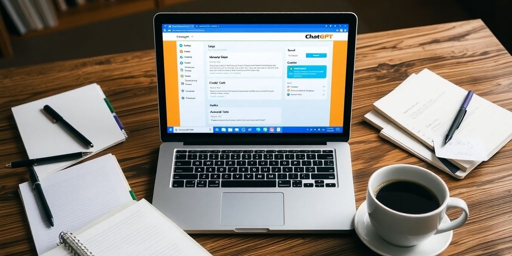 Laptop com ChatGPT aberto em ambiente de estudo.