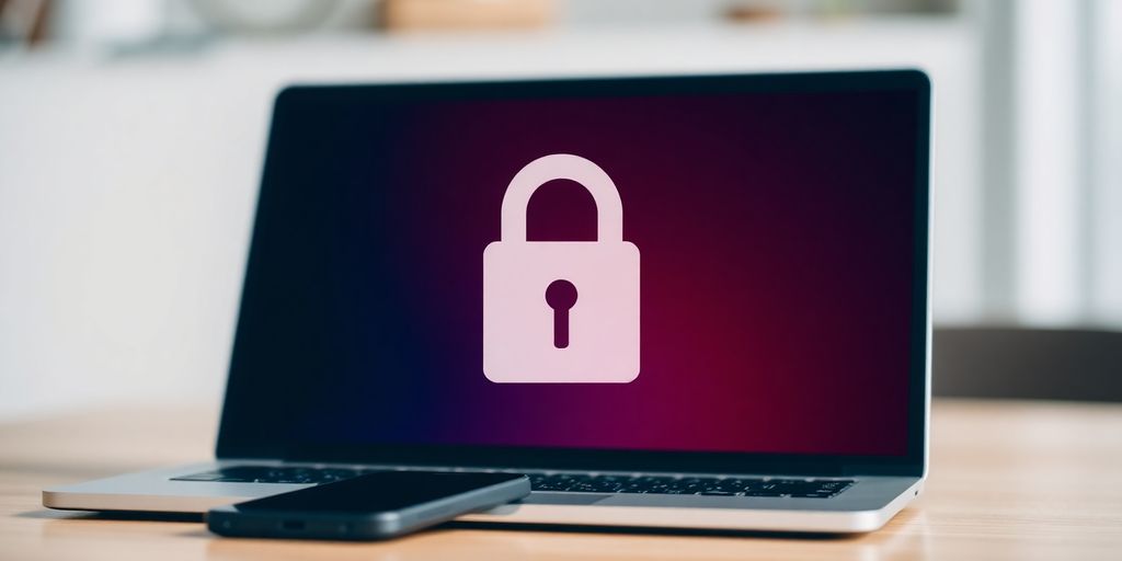 Laptop and smartphone with secure payment apps displayed.