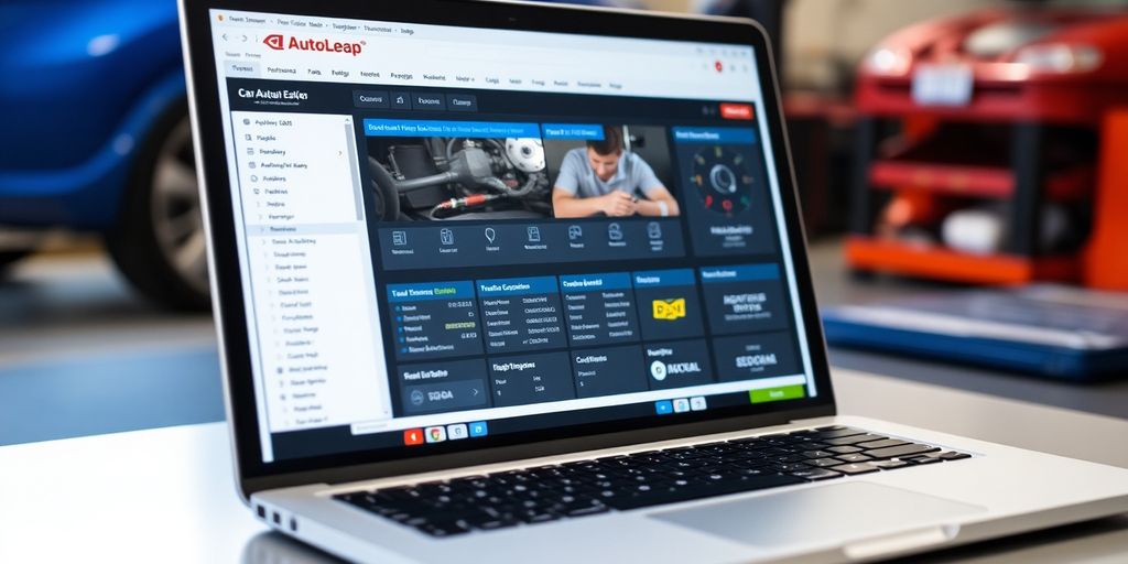 AutoLeap software interface on a laptop screen.
