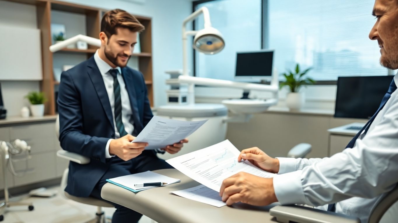 Dental Accounting Service: Save Taxes And Grow Your Practice With Ca Dental Cpa Dental Accountant Reviewing Documents In A Modern Office.