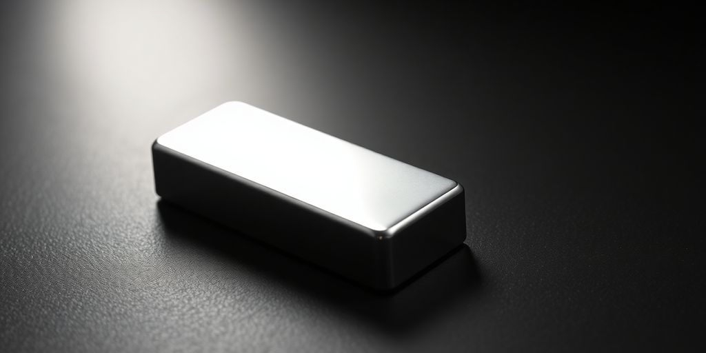 Lingot d'argent sur fond sombre
