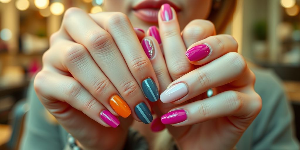 Freshly manicured nails with trendy designs