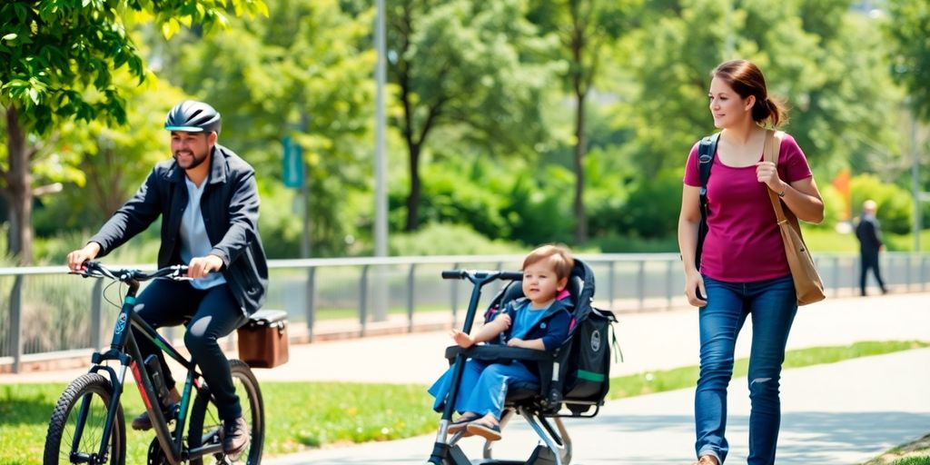 People on bicycles and scooters.