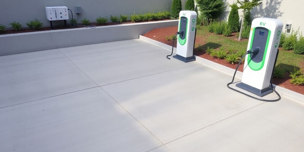 Well-prepared site for EV charging station installation.