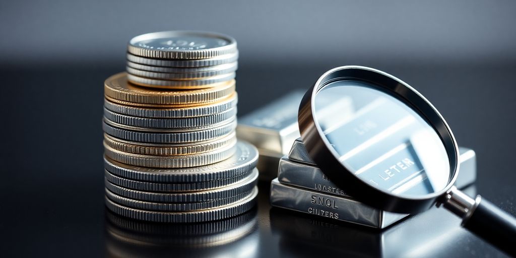 Silver coins and bars.