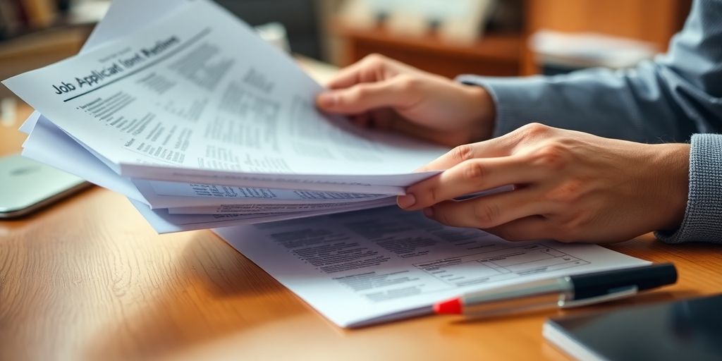 Person reviewing job applications