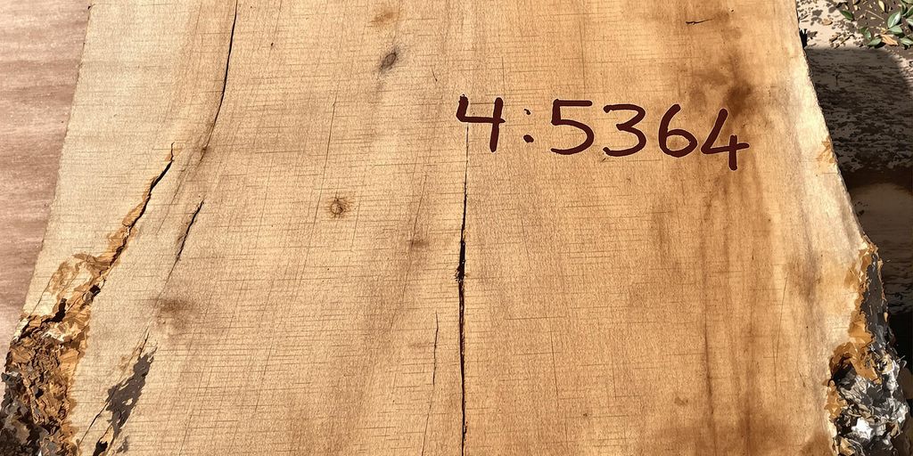 Close-up of a live edge wood slab.