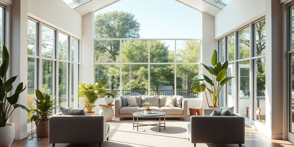 Bright living room with natural light and minimalist design.