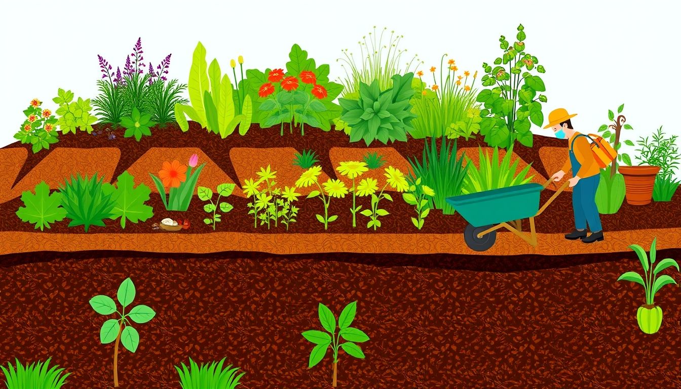 Gardener preparing a lush no-dig garden