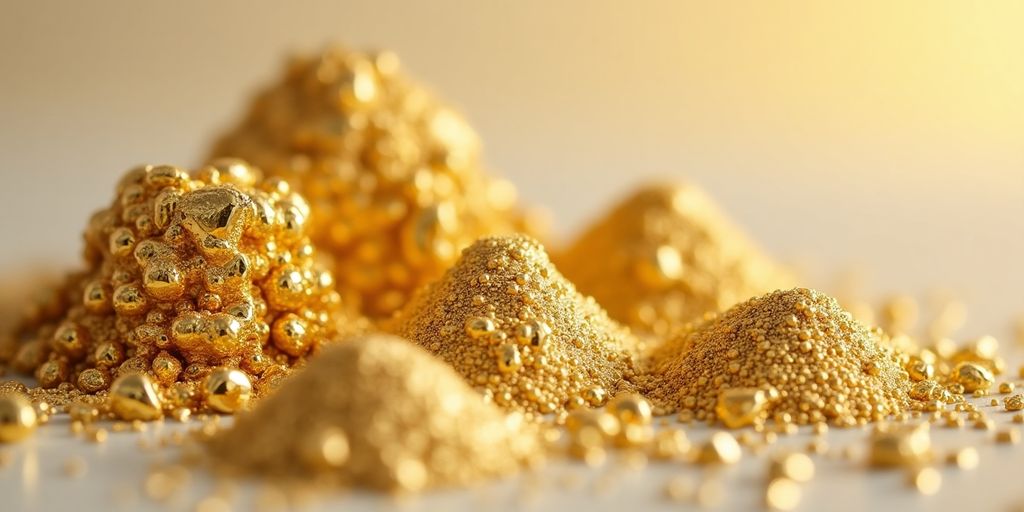 Différents alliages d'or dentaire sur fond neutre.
