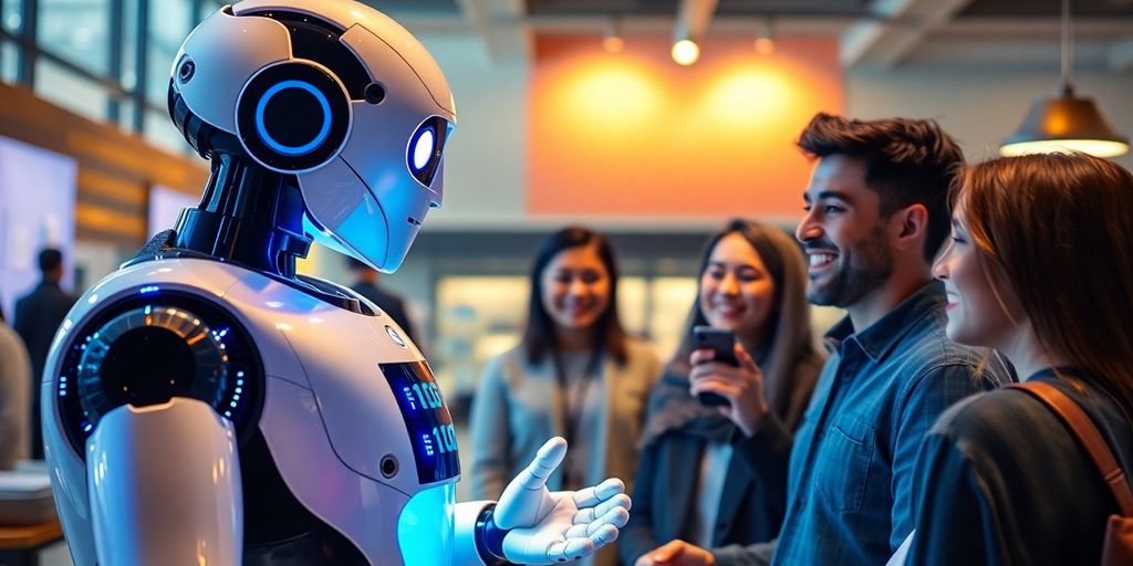 AI assisting diverse customers with creative ideas.