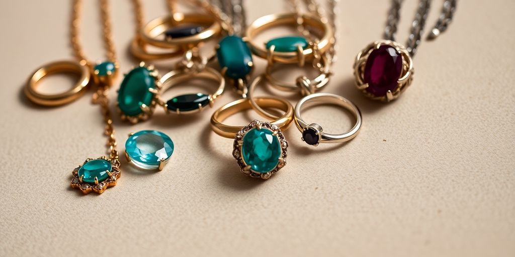 Bijoux d'occasion sur une surface