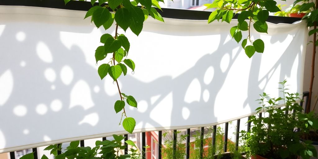 Schattige Balkonpflanzen an heißem Sommertag.