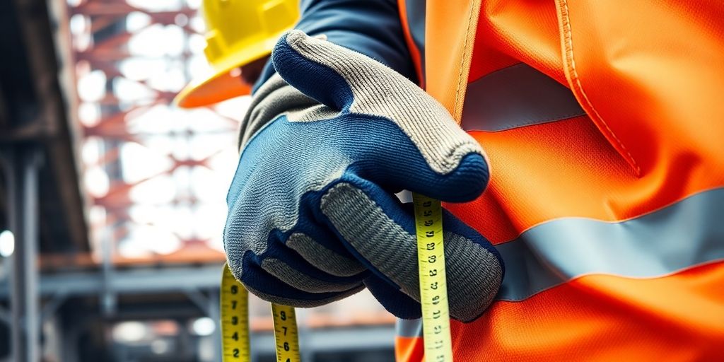 Construction laborer in hard hat, work gloves, and safety vest.