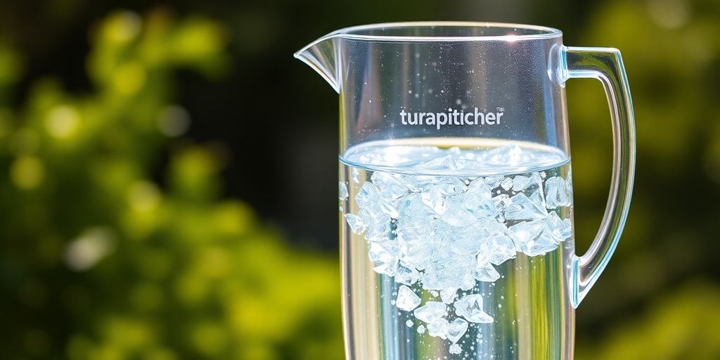 Turapitcher water pitcher with clear water.