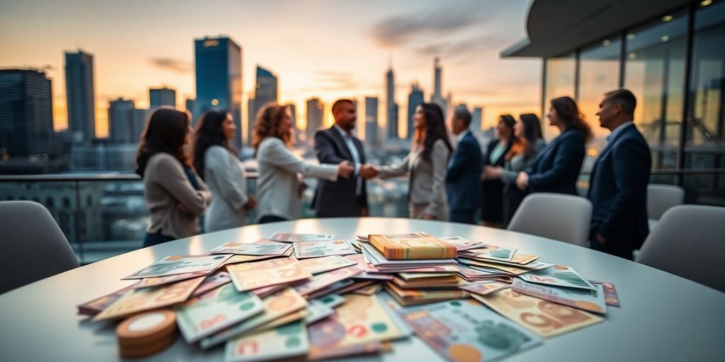 Diverse financial scenes.