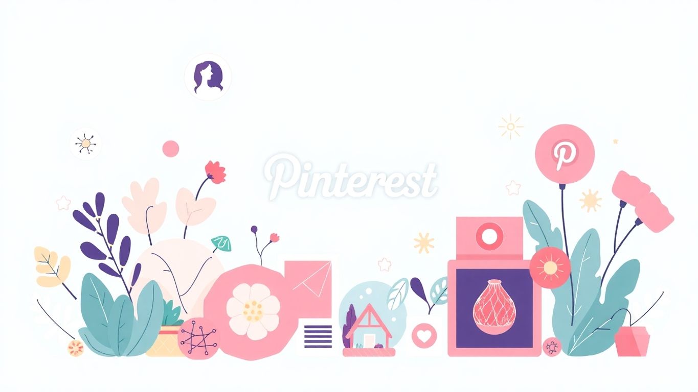 Visuell markedsføring på Pinterest med moderne illustrasjoner.