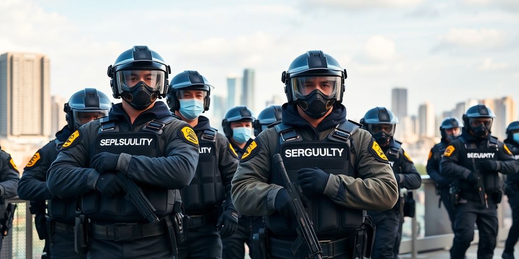 Echipa de securitate profesională în acțiune.