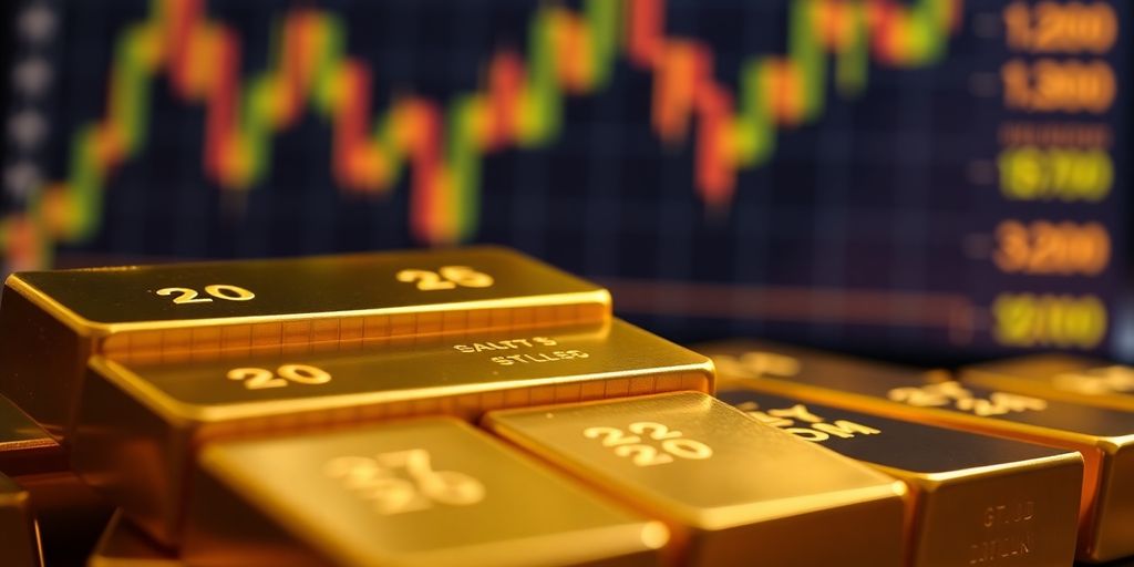 Une pile d'or et un graphique boursier stylisé