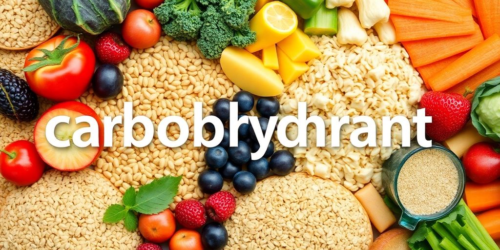 Colorful assortment of carbohydrate-rich foods on display.