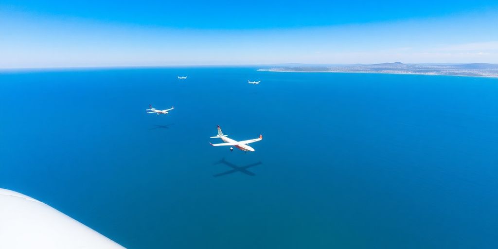 Avions volant près de la côte de Gruissan.