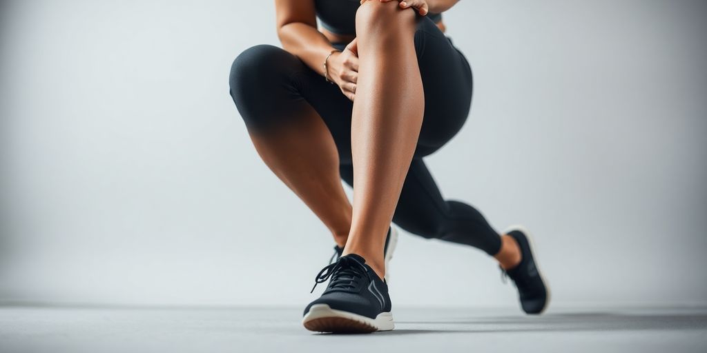 Person performing reverse crunch exercise.