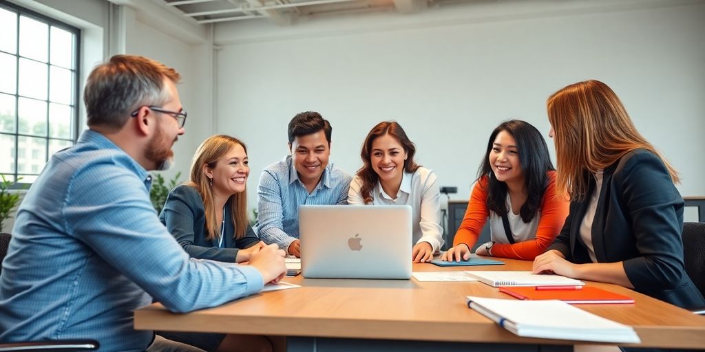 Teamwork en samenwerking in een professioneel kantoorpand.