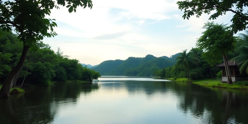 Lush Thai landscape symbolizing peace and healing for retreats.