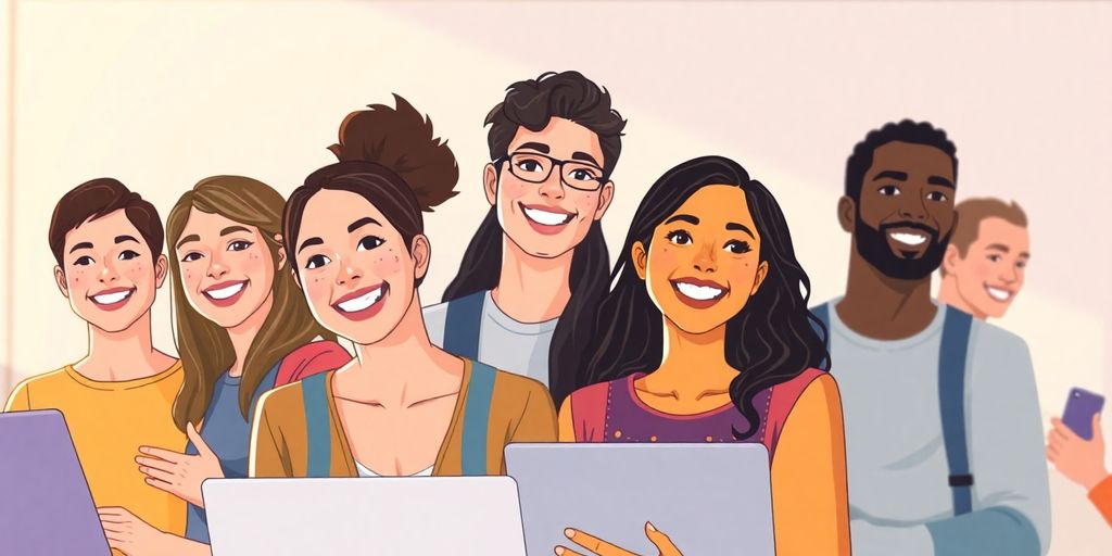 Students on laptops, bright future ahead