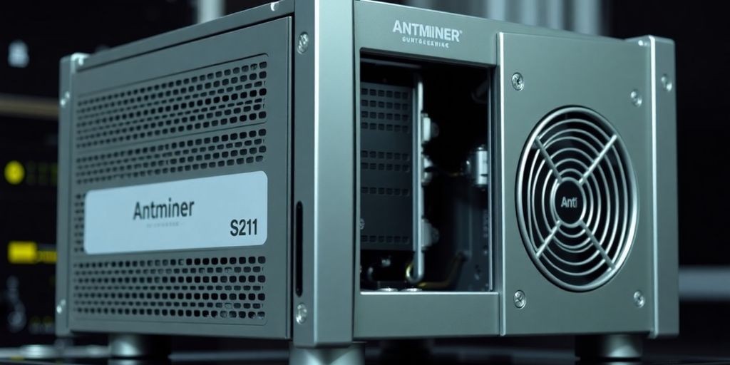 Antminer S21 mining rig.