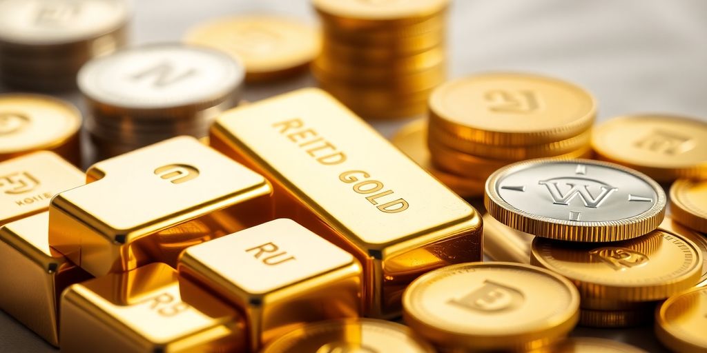 Des lingots et pièces d'or brillants.